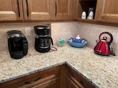 Coffee and Tea is waiting for you.  A choice of Drip or Tassimo Coffee.