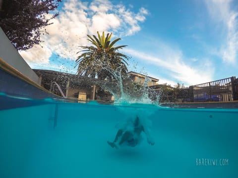 Seasonal outdoor pool, a heated pool, sun loungers