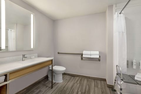 Junior Suite, Accessible, Pool View | Bathroom shower