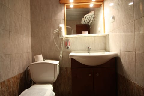 Double Room | Bathroom | Shower, hair dryer, slippers, towels