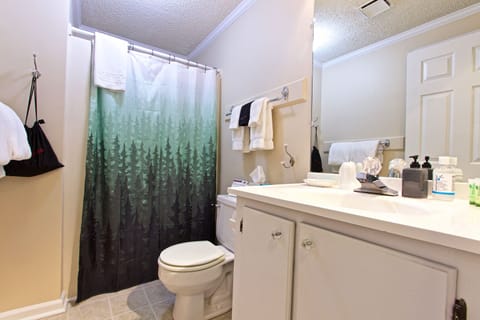 Cascade Full King Suite | Bathroom | Shower, rainfall showerhead, free toiletries, hair dryer