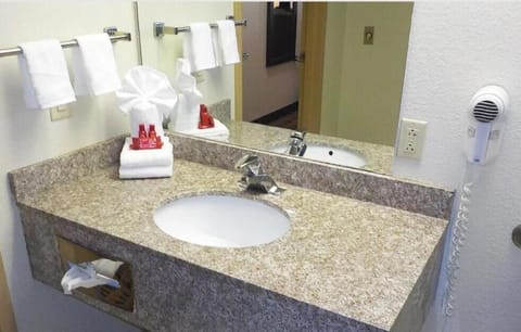 Room, 1 King Bed, Accessible, Non Smoking (Roll-In Shower) | Bathroom | Hair dryer, towels