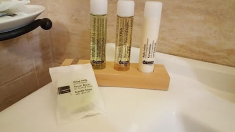 Shower, free toiletries, hair dryer, bidet