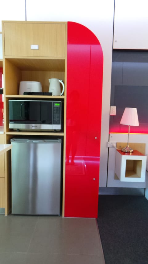 Fridge, microwave, electric kettle