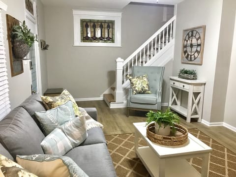 Living room with queen sleep sofa