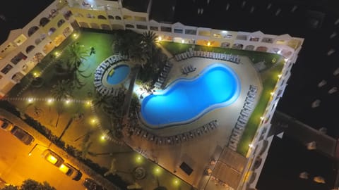 Outdoor pool, pool umbrellas