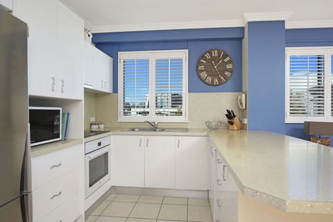 Superior Penthouse, 3 Bedrooms, Partial Sea View | Private kitchen | Fridge, microwave, electric kettle, highchair