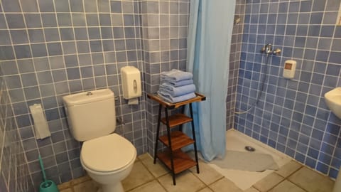 Twin Room, Terrace | Bathroom | Combined shower/tub, hair dryer, towels