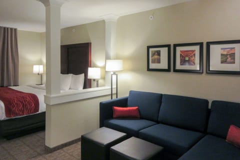 Suite, 1 King Bed, Non Smoking | Desk, laptop workspace, blackout drapes, soundproofing