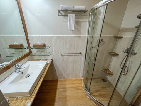 Suite | Bathroom | Shower, free toiletries, hair dryer, bathrobes