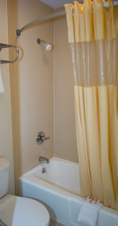 Double Room, 2 Double Beds | Bathroom | Combined shower/tub, eco-friendly toiletries, hair dryer, towels
