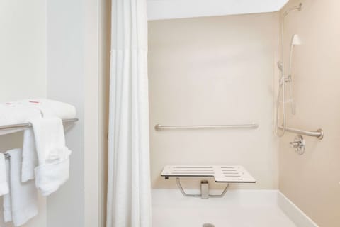 Combined shower/tub, eco-friendly toiletries, hair dryer, towels