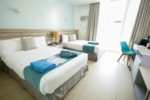 Deluxe Double or Twin Room, 2 Double Beds, Balcony, Pool View | Premium bedding, in-room safe, desk, blackout drapes