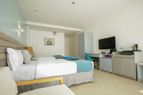 Room, 2 Double Beds, Pool Access, Poolside | Premium bedding, in-room safe, desk, blackout drapes