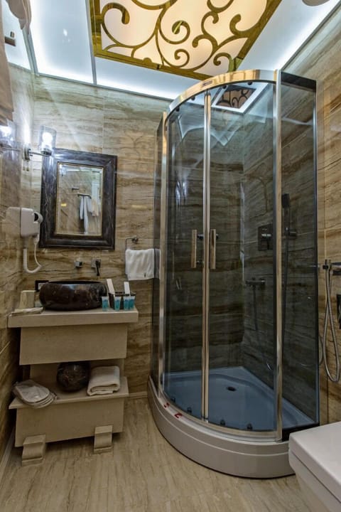 Budget Single (no window) | Bathroom | Shower, rainfall showerhead, hair dryer, bathrobes