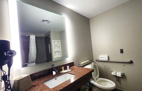 Room, 2 Queen Beds, Accessible | Bathroom | Combined shower/tub, free toiletries, towels