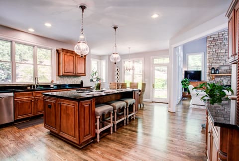 This is the island and the breakfast area.