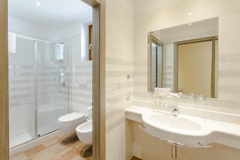 Panoramic Double Room | Bathroom | Hair dryer, bathrobes, towels, soap