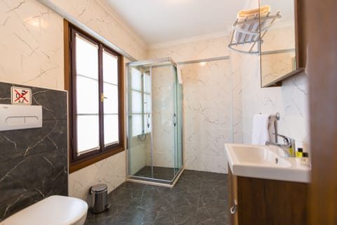 Suite | Bathroom | Shower, free toiletries, hair dryer, bathrobes