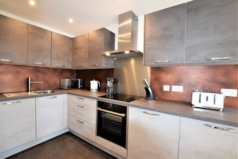 Apartment, 1 Bedroom | Private kitchen | Full-size fridge, microwave, oven, stovetop