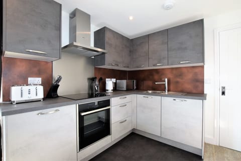 Apartment, 1 Bedroom | Private kitchen | Full-size fridge, microwave, oven, stovetop