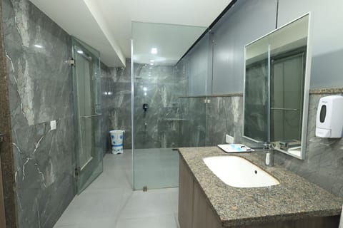 Presidential Suite | Bathroom | Shower, rainfall showerhead, free toiletries, hair dryer