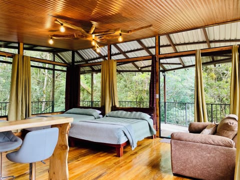 Panoramic Tree House, Garden View | Premium bedding, down comforters, laptop workspace, blackout drapes