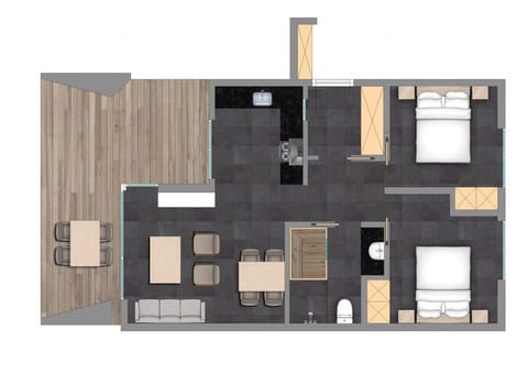 Apartment, 2 Queen Beds | Floor plan