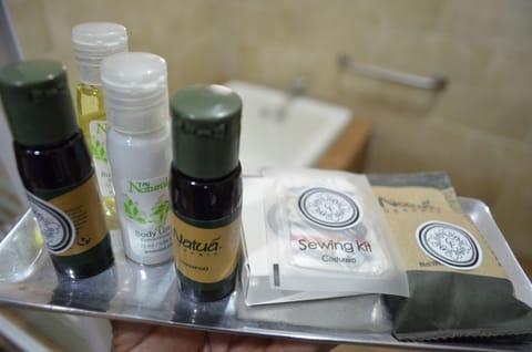 Free toiletries, hair dryer, slippers, towels