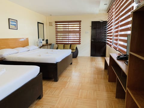 Second Floor Family Seaview Room for 5 Pax | In-room safe, desk, laptop workspace, free wired internet