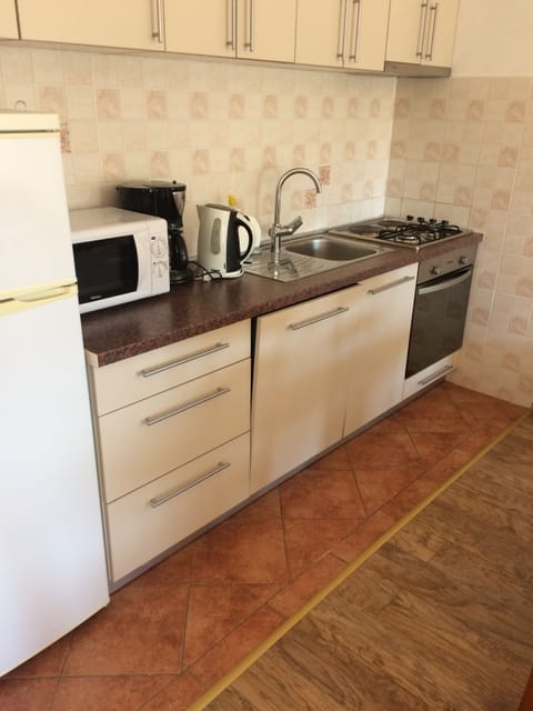 Comfort Apartment, Balcony, Sea View | Private kitchen | Fridge, microwave, oven, stovetop