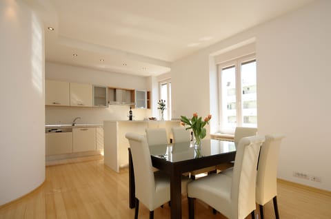 Luxury Apartment, 2 Bedrooms, City View | Private kitchen | Full-size fridge, microwave, oven, stovetop