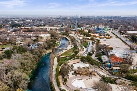Aerial view of Comal River at Haus on the Rapids