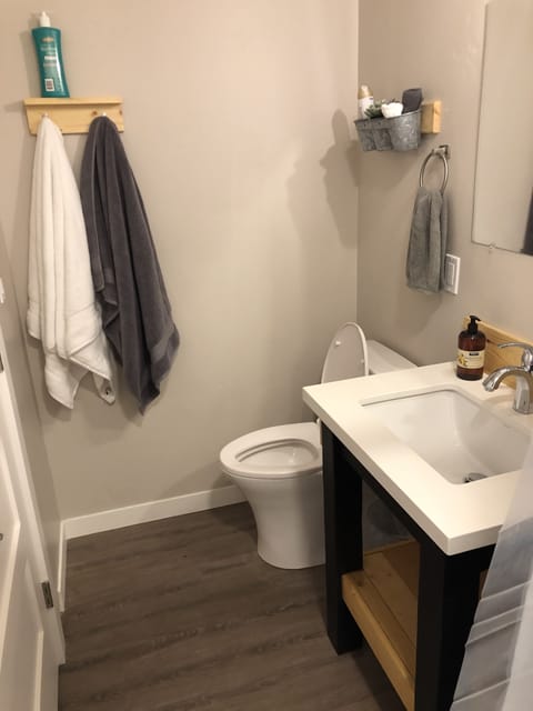Basic Room, 1 Queen Bed, Mountain View | Bathroom | Combined shower/tub, free toiletries, hair dryer, towels