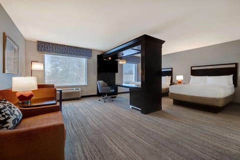 Two Queens Studio Suite | Premium bedding, pillowtop beds, in-room safe, laptop workspace