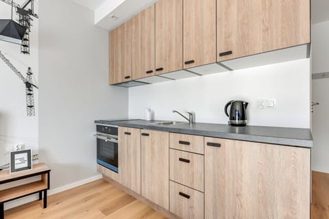 Studio Suite, Balcony (13A) | Private kitchenette | Fridge, stovetop, dishwasher, electric kettle