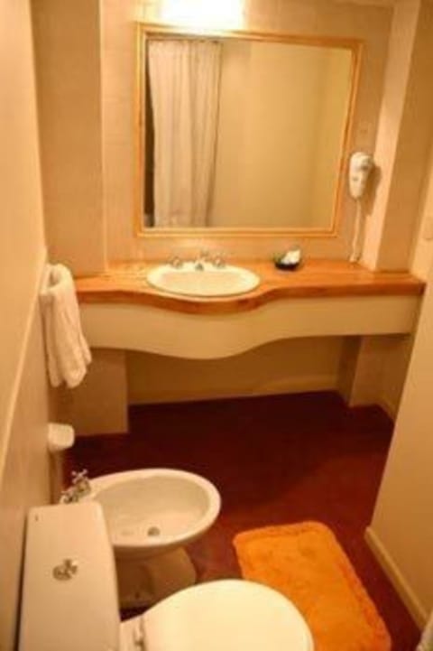 Combined shower/tub, free toiletries, hair dryer, bidet