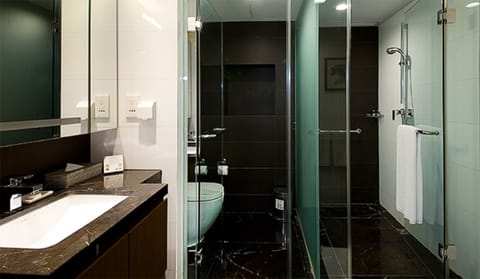 Two-Bedroom Executive | Bathroom | Shower, rainfall showerhead, free toiletries, hair dryer