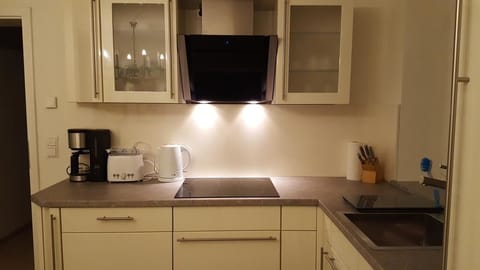 Apartment | Private kitchen | Full-size fridge, microwave, oven, stovetop