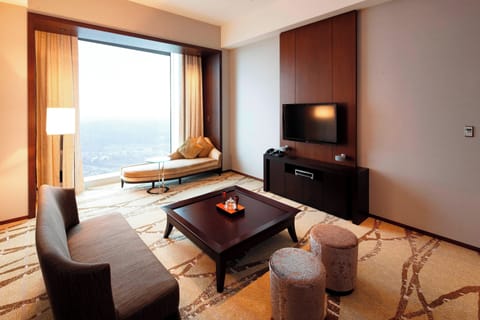 Deluxe Suite, 1 King Bed, Non Smoking | Living area | 40-inch flat-screen TV with satellite channels, TV, pay movies