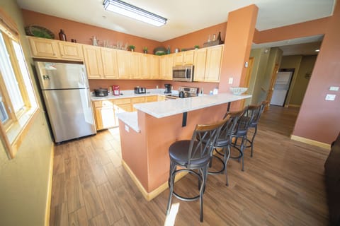 Convenient bar stool seating at kitchen counter