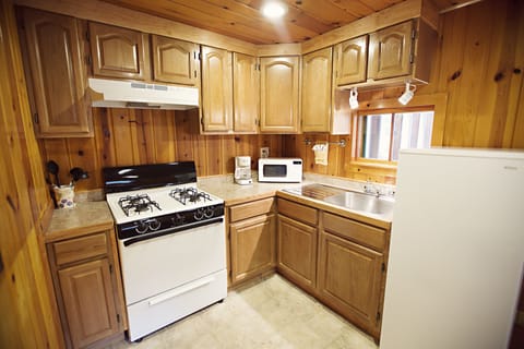 Cabin, Multiple Beds, River View | Private kitchen | Fridge, microwave, oven, stovetop