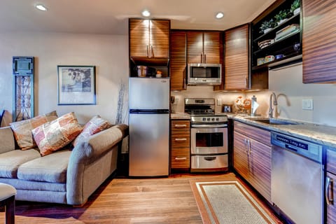 Studio, Kitchen | Private kitchen | Fridge, microwave, oven, stovetop