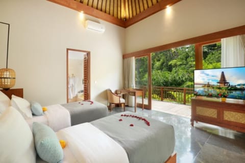 Grand 2 Bedroom Private Pool Villa with River View | 1 bedroom, minibar, in-room safe, desk