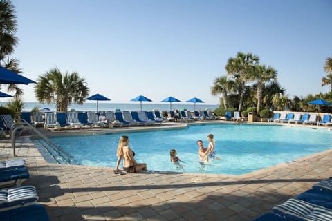 Indoor pool, seasonal outdoor pool, pool umbrellas, sun loungers