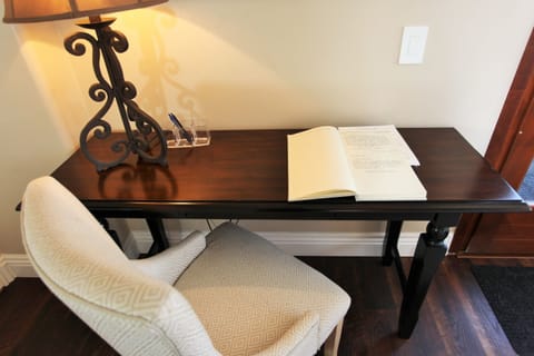 Desk large enough for your laptop.  Wireless internet is inlcuded.