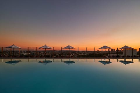 Outdoor pool, pool umbrellas