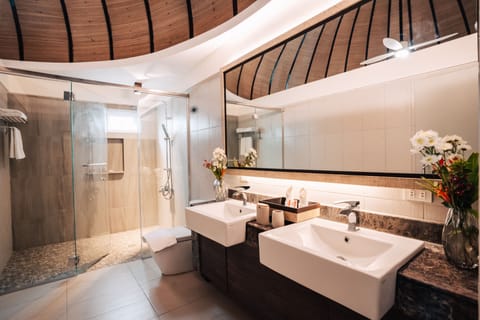 Dome Villa | Bathroom | Shower, rainfall showerhead, free toiletries, slippers