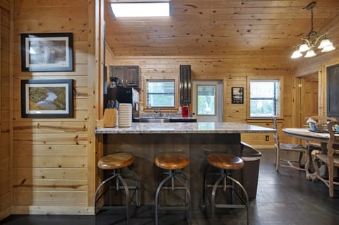 Looking into the kitchen from the living room.