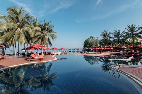 2 outdoor pools, open 7:00 AM to 7:00 PM, pool umbrellas, sun loungers